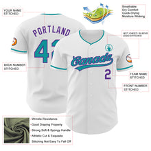 Charger l'image dans la galerie, Custom White Teal-Purple Authentic Baseball Jersey
