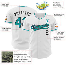 Charger l'image dans la galerie, Custom White Teal-Black Authentic Baseball Jersey
