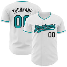 Charger l'image dans la galerie, Custom White Teal-Black Authentic Baseball Jersey
