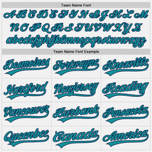 Load image into Gallery viewer, Custom White Teal-Navy Authentic Baseball Jersey
