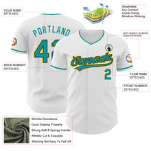 Load image into Gallery viewer, Custom White Teal Black-Yellow Authentic Baseball Jersey
