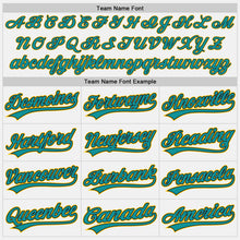 Load image into Gallery viewer, Custom White Teal Black-Yellow Authentic Baseball Jersey
