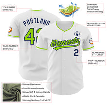 Load image into Gallery viewer, Custom White Neon Green-Navy Authentic Baseball Jersey

