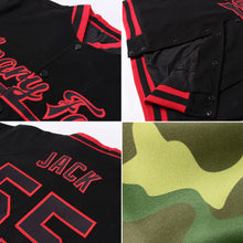 Load image into Gallery viewer, Custom Camo Neon Green-White Bomber Full-Snap Varsity Letterman Salute To Service Jacket

