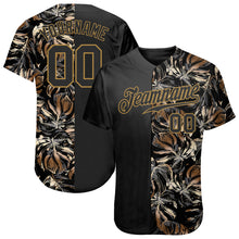 Laden Sie das Bild in den Galerie-Viewer, Custom 3D Pattern Design Golden Tropical Leaves In The Style Of Jungalow And Hawaii Authentic Baseball Jersey
