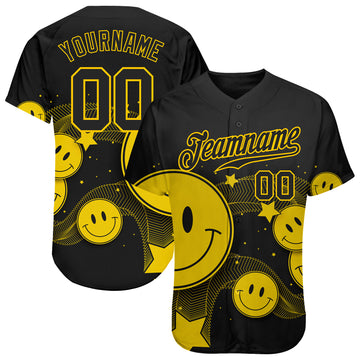 Custom 3D Pattern Design Smile Emoji Authentic Baseball Jersey