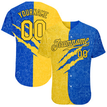 Load image into Gallery viewer, Custom 3D Pattern Design Ukrainian Flag Authentic Baseball Jersey
