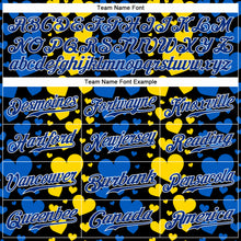 Load image into Gallery viewer, Custom 3D Pattern Design Hearts Painted In The Colors Of The Ukrainian Flag Authentic Baseball Jersey
