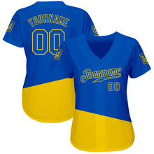 Laden Sie das Bild in den Galerie-Viewer, Custom 3D Pattern Design Ukrainian Flag And Coat Of Arms Of Ukraine Authentic Baseball Jersey
