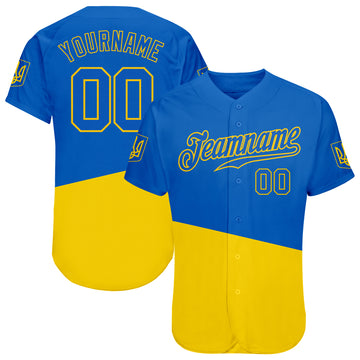 Custom 3D Pattern Design Ukrainian Flag And Coat Of Arms Of Ukraine Authentic Baseball Jersey
