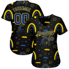 Load image into Gallery viewer, Custom 3D Pattern Design Ukrainian Flag Colors Glory To Ukraine Authentic Baseball Jersey
