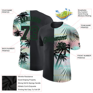 Custom 3D Pattern Design Tropical Hawaii Palm Leaves Performance T-Shirt
