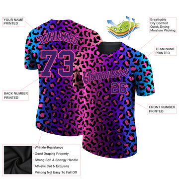 Custom 3D Pattern Design Leopard Performance T-Shirt