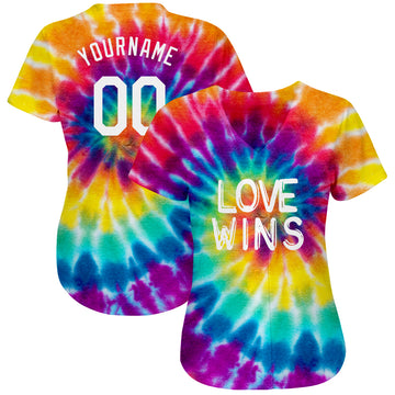 Custom Rainbow For Pride Month Love Wins LGBT Authentic Baseball Jersey