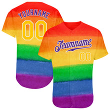 Load image into Gallery viewer, Custom Rainbow For Pride Month Love Is Love LGBT Authentic Baseball Jersey
