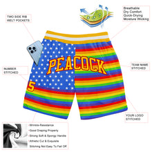 Laden Sie das Bild in den Galerie-Viewer, Custom Rainbow For Pride Month Love Is Love LGBT Authentic Basketball Shorts
