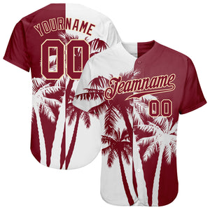 Custom 3D Pattern Design Hawaii Coconut Trees Authentic Baseball Jersey