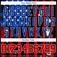 Charger l&#39;image dans la galerie, Custom Black Red Royal-White 3D Distressed American Flag Authentic Baseball Jersey
