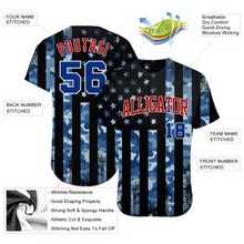 Load image into Gallery viewer, Custom Camo Royal Red-White 3D Salute To Service American Flag Authentic Baseball Jersey
