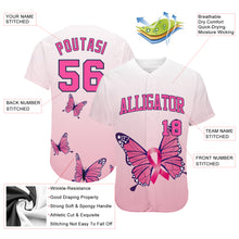 Laden Sie das Bild in den Galerie-Viewer, Custom 3D Pink Ribbon Breast Cancer Awareness Month With Butterflies Women Health Care Support Authentic Baseball Jersey
