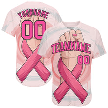 Laden Sie das Bild in den Galerie-Viewer, Custom 3D Breast Cancer Awareness Month With Woman Hand And Pink Ribbon Women Health Care Support Authentic Baseball Jersey
