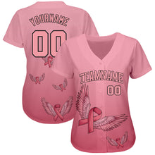 Laden Sie das Bild in den Galerie-Viewer, Custom 3D Pink Ribbon With Angel Wings Breast Cancer Awareness Month Women Health Care Support Authentic Baseball Jersey
