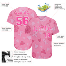 Загрузить изображение в средство просмотра галереи, Custom 3D Pink Ribbon Breast Cancer Awareness Month Women Health Care Support Authentic Baseball Jersey
