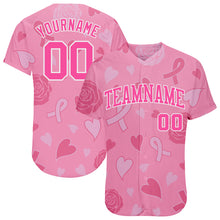 Загрузить изображение в средство просмотра галереи, Custom 3D Pink Ribbon Breast Cancer Awareness Month Women Health Care Support Authentic Baseball Jersey

