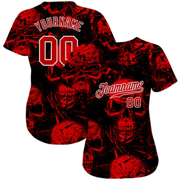 Custom 3D Pattern Halloween Skulls Authentic Baseball Jersey