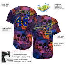 Laden Sie das Bild in den Galerie-Viewer, Custom 3D Pattern Halloween Skulls Authentic Baseball Jersey
