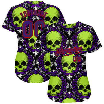 Custom 3D Pattern Halloween Skulls Authentic Baseball Jersey