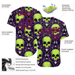 Custom 3D Pattern Halloween Skulls Authentic Baseball Jersey