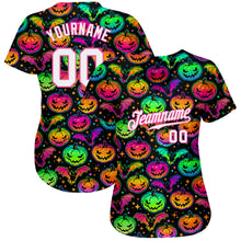 Laden Sie das Bild in den Galerie-Viewer, Custom 3D Pattern Bright Multicolored Halloween Pumpkins And Bats Authentic Baseball Jersey
