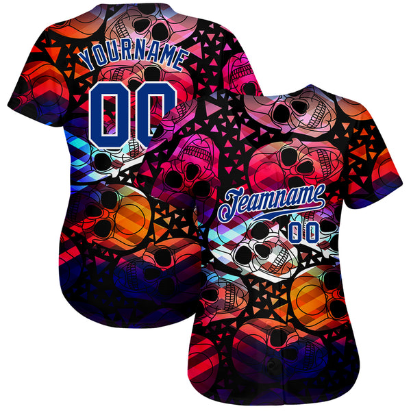 Cheap Custom 3D Pattern Halloween Skulls Authentic Baseball Jersey Free  Shipping – CustomJerseysPro