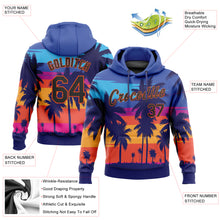 Charger l&#39;image dans la galerie, Custom Stitched Royal Black-Orange 3D Pattern Design Palm Trees Sports Pullover Sweatshirt Hoodie
