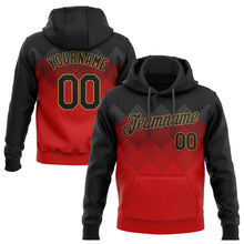 Load image into Gallery viewer, Custom Stitched Red Black-Old Gold 3D Pattern Design Sports Pullover Sweatshirt Hoodie
