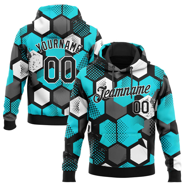 Cheap Custom Stitched Aqua Black-White 3D Pattern Design Sports Pullover Sweatshirt  Hoodie Free Shipping – CustomJerseysPro