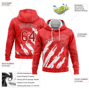 Custom Stitched Red Red-White 3D Pattern Design Sports Pullover Sweatshirt Hoodie