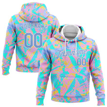 Laden Sie das Bild in den Galerie-Viewer, Custom Stitched Pink Light Blue-White 3D Pattern Design Gradient Abstract Sports Pullover Sweatshirt Hoodie
