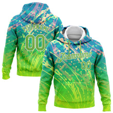 Load image into Gallery viewer, Custom Stitched Neon Green Neon Green-White 3D Pattern Design Gradient Abstract Curve Line Sports Pullover Sweatshirt Hoodie
