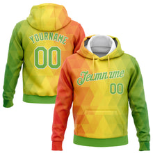 Load image into Gallery viewer, Custom Stitched Gold Neon Green Orange-White 3D Pattern Design Abstract Reggae Geometric Sports Pullover Sweatshirt Hoodie
