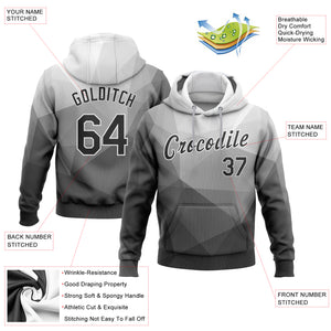 Custom Stitched Gray Black-White 3D Pattern Design Abstract Geometric Sports Pullover Sweatshirt Hoodie