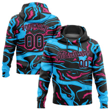 Load image into Gallery viewer, Custom Stitched Light Blue Black-Pink 3D Pattern Design Sports Pullover Sweatshirt Hoodie
