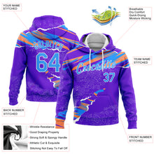 Load image into Gallery viewer, Custom Stitched Purple Light Blue Orange-White 3D Pattern Design Sports Pullover Sweatshirt Hoodie
