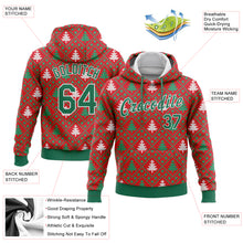 Laden Sie das Bild in den Galerie-Viewer, Custom Stitched Red Kelly Green-White 3D Christmas Trees Sports Pullover Sweatshirt Hoodie
