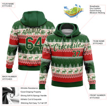 Laden Sie das Bild in den Galerie-Viewer, Custom Stitched Red Green-Cream 3D Christmas Reindeers Sports Pullover Sweatshirt Hoodie
