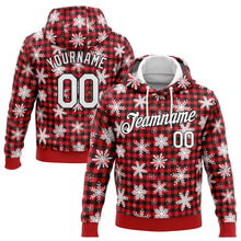 Laden Sie das Bild in den Galerie-Viewer, Custom Stitched Red White-Black 3D Christmas Plaid And Snow Sports Pullover Sweatshirt Hoodie
