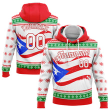 Laden Sie das Bild in den Galerie-Viewer, Custom Stitched Red White-Kelly Green 3D Puerto Rican Flag Sports Pullover Sweatshirt Hoodie
