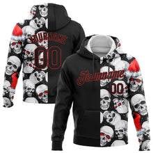 Load image into Gallery viewer, Custom Stitched White Black-Red 3D Skulls And Christmas Santa&#39;s Hat Sports Pullover Sweatshirt Hoodie
