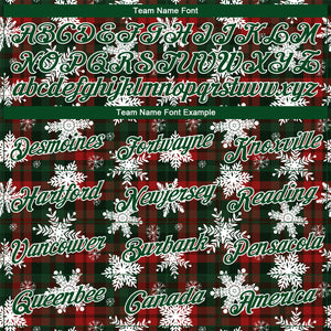 Custom Stitched Red Green-White 3D Christmas Plaid And Snow Sports Pullover Sweatshirt Hoodie